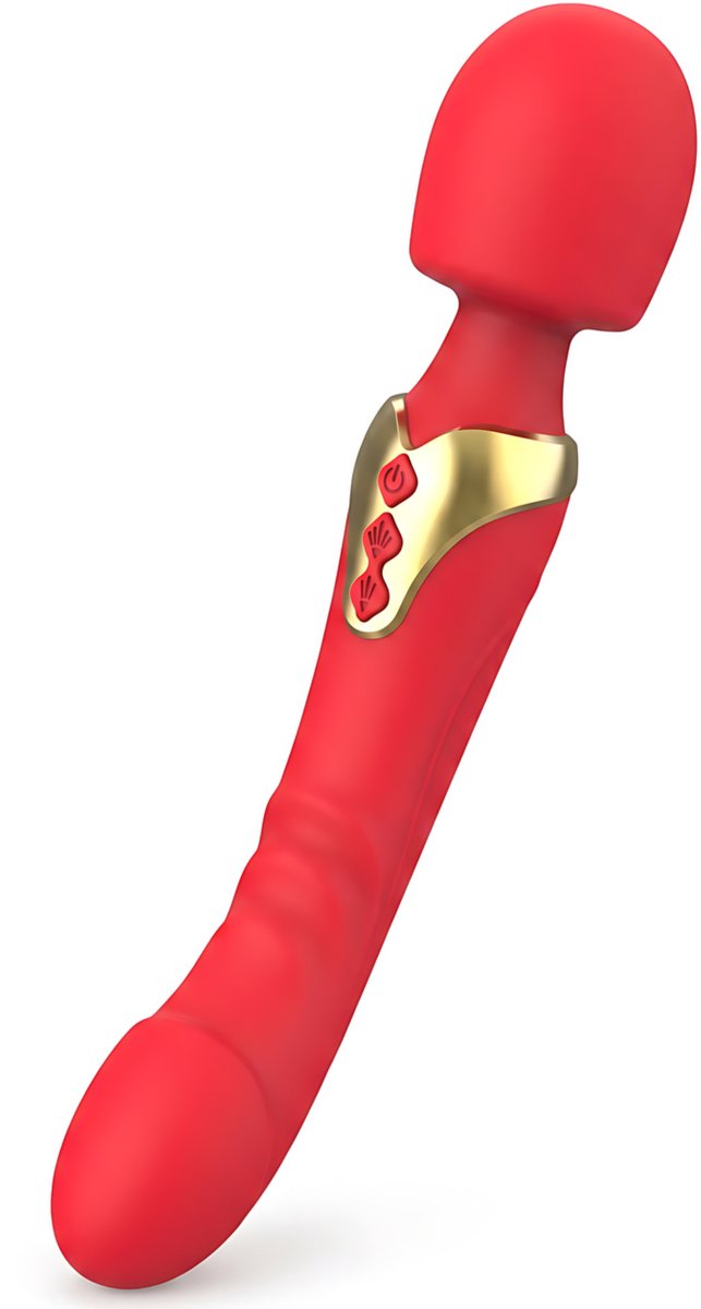 SF Toys Luxe Wandvibrator Dildo - Dubbele Motor - 10+10 Vibratiestanden - USB Oplaadbaar - Waterbestendig - Premium Siliconen - Rood