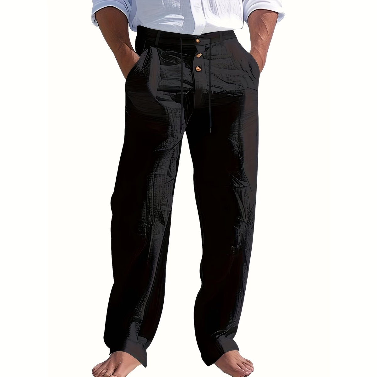 Currero Linnen Broek Heren - Zomerbroek - Volwassenen - Lange Broek - Pantalon - Strandbroek - Zomer - Ibiza Stijl - Zwart M