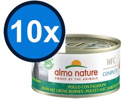 10x Almo Nature HFC Complete - Kip & Groene Bonen - Graanvrij Kattenvoer - 70g