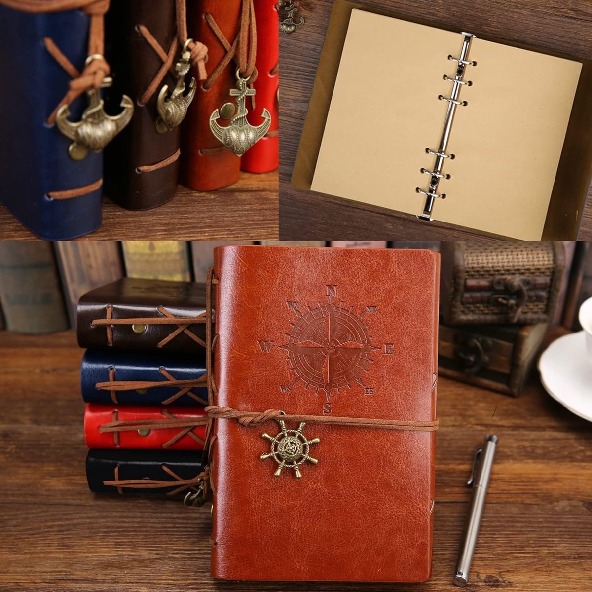 Notitieboek A5 - Leer - Retro spiraalbinding - Ideaal als dagboek - ShopVlot