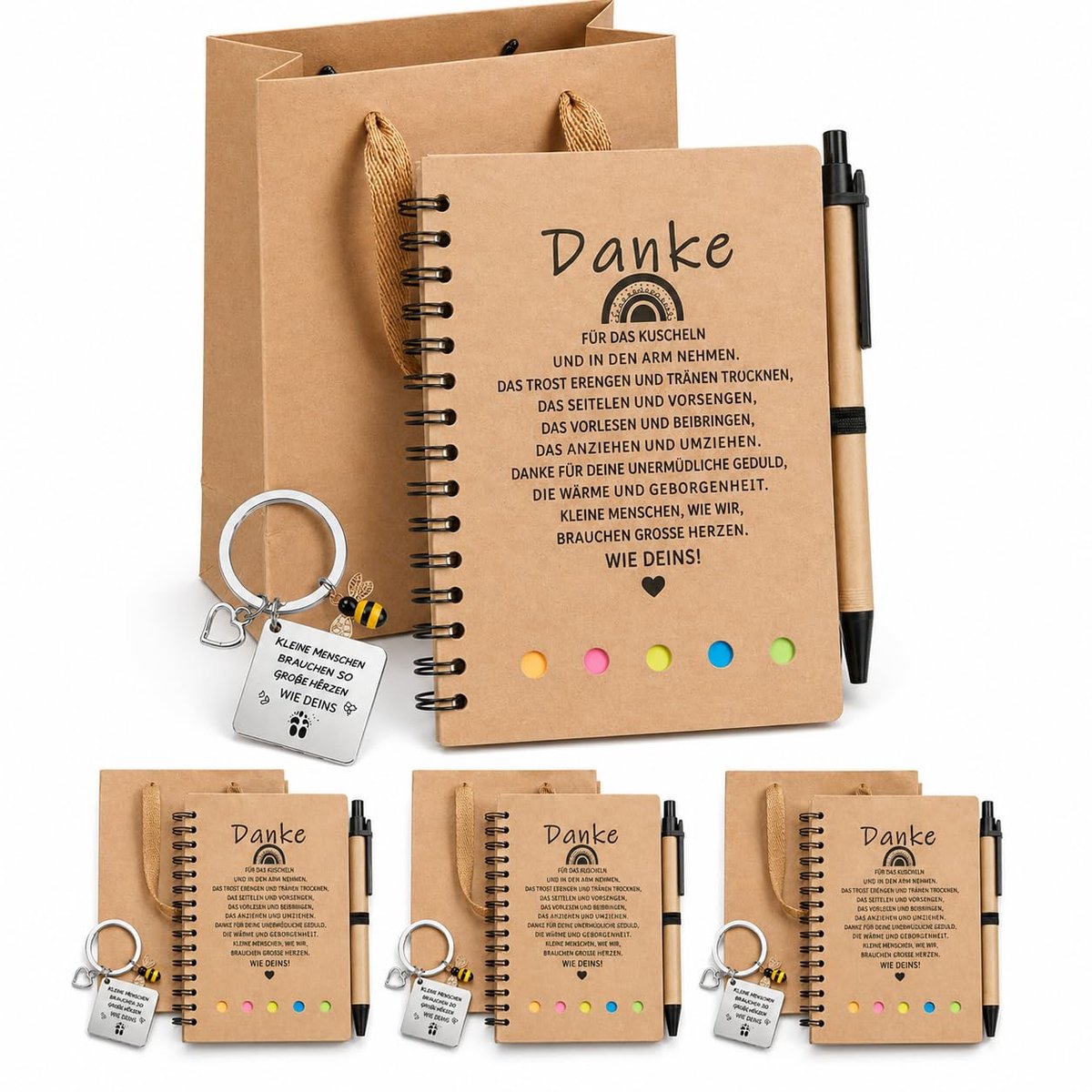Sleutelhangers leraar - inclusief notitieboek en geschenkzakjes - bedankcadeau voor opvoeders - leuk voor kleuterschool - ShopVlot