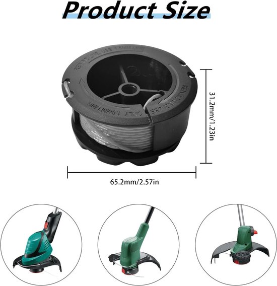 Vervangende Trimmer Spoel 1.6mm 6m voor Universele Grasmaaier - 4 Spoelen, Geschikt voor Grastrimmers, Tuingereedschap en Gras Snijden — afbeelding 4