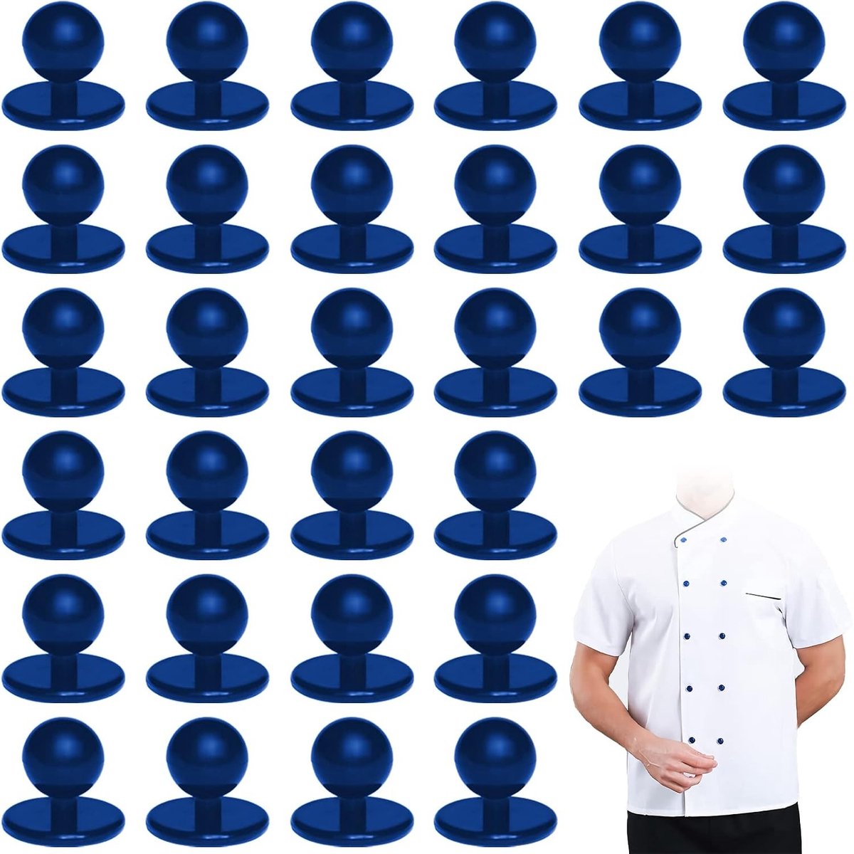 30 Stuks Professionele Kookknopen van Hoge Kwaliteit voor Kookjassen en Kookroben - 18 x 16 mm Diameter, 11 mm Kopdiameter, Ideaal voor Kookaccessoires en Kledingherstel