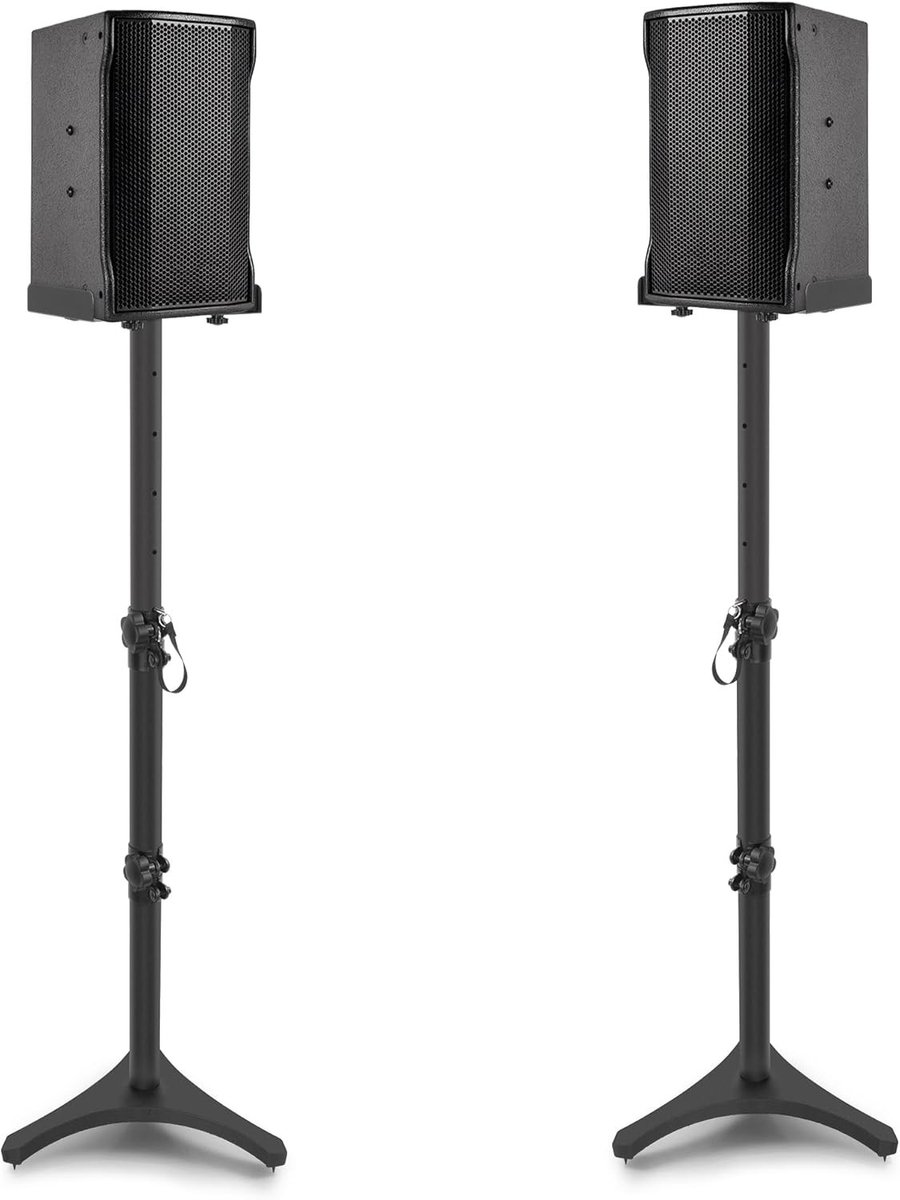 Verstelbare Speaker Standaards voor Vloergebruik, Hoogte 78 tot 104 cm, Geschikt voor Satelliet- en Boekenplankluidsprekers, Zwart, 5 kg Capaciteit