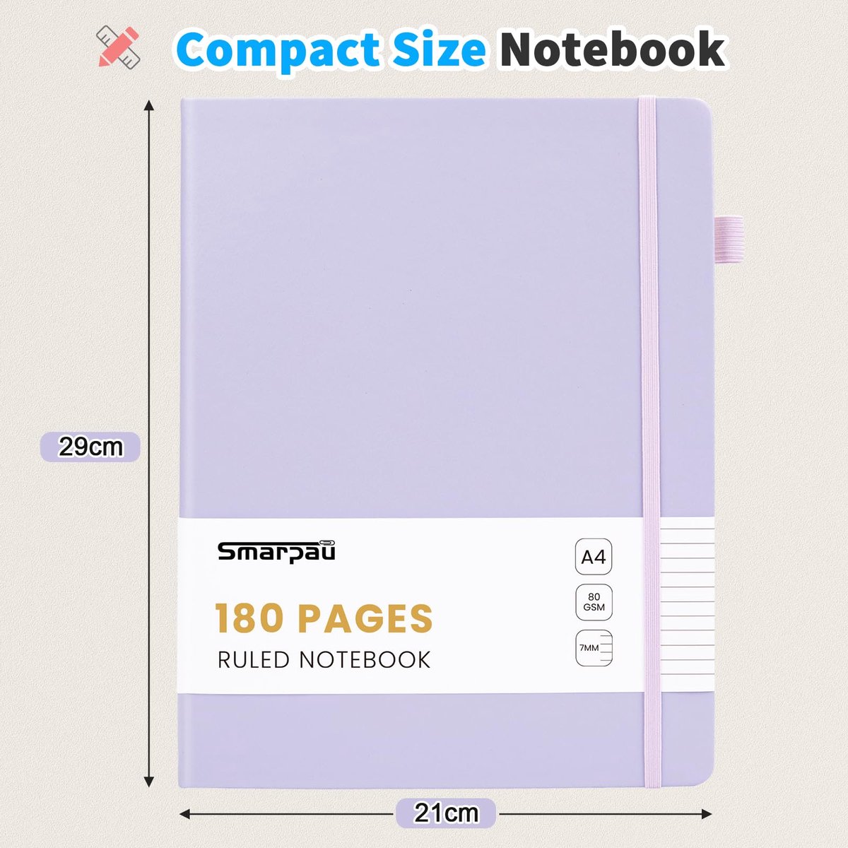 Notitieboek A4 - hardcover leer - geruit - ideaal voor school en werk - ShopVlot