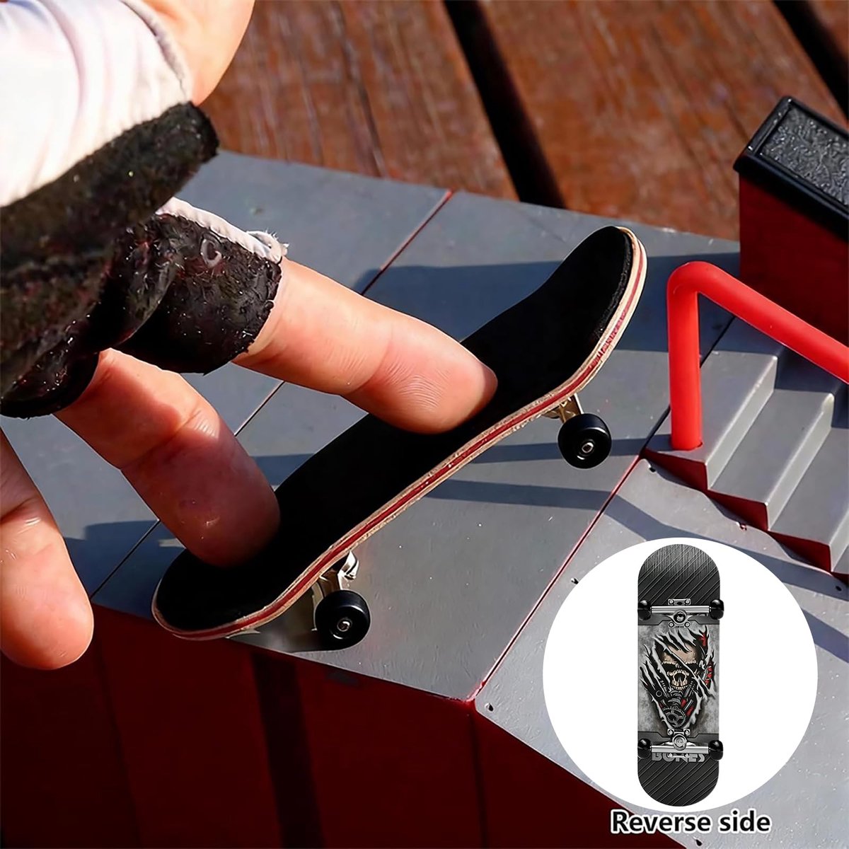 Mini-skateboard vingerboard - esdoorn zwart-wit - creatief speelgoed - coördinatietraining voor 14+ - ShopVlot