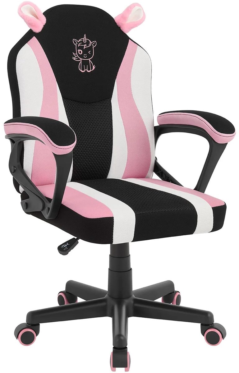 Kinderstoel Bureau Roze - Ergonomisch met Rugleuning - Hoogte Verstelbaar, Draaibaar