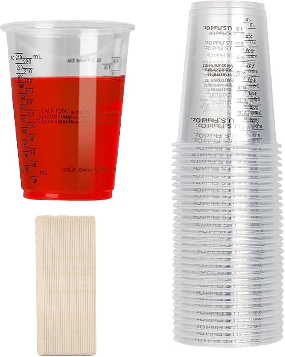 Mengbekers 240 ml - kunststof - met schaal - ideaal voor verf- en lakmengsel - ShopVlot