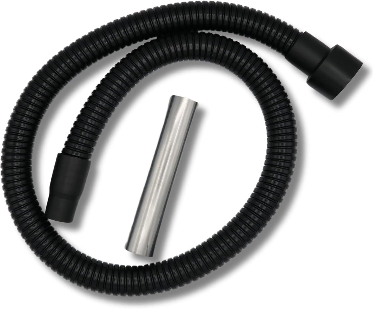 Lavor Ash Suction Hose 1.5 m with Metal Sprayer - Flexible Black for Fireplaces and Stoves - ShopVlot