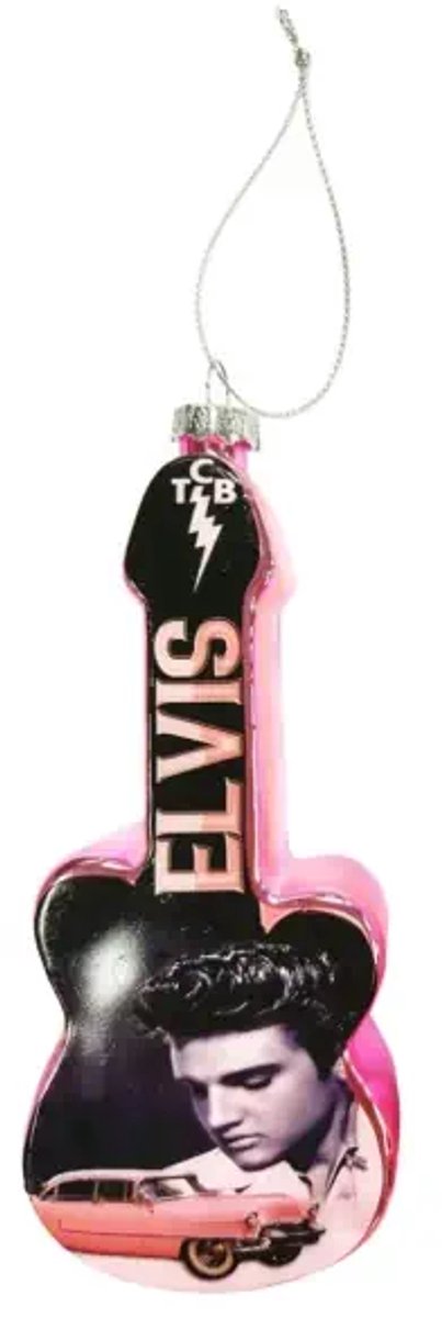 Elvis Presley Gitaar Kersthanger Glas – Pink Caddy