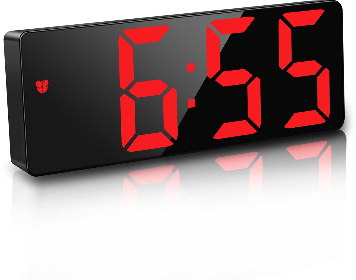 JQGO Wekker digitale batterij aangedreven, LED-reiswekkers naast netvoeding, tikt niet met sluimertemperatuur datum - ShopVlot