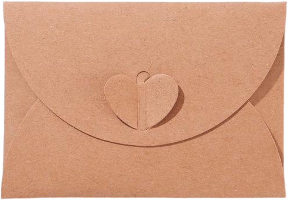 Envelopset – 20-delige set – Envelop in hartvorm – Sluiting in hartvorm – Dikker materiaal – Geschikt voor wenskaarten en uitnodigingen – 10,2 x 7,1 cm