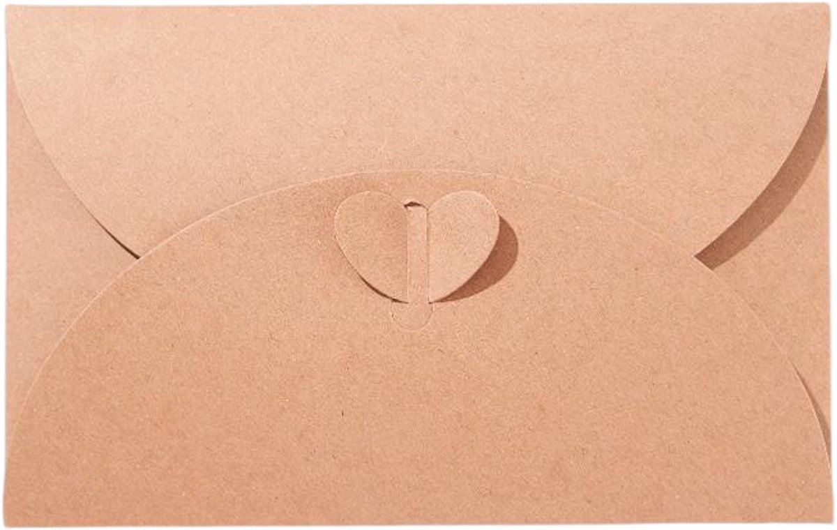 Envelopset – 20-delige set – Envelop in hartvorm – Sluiting in hartvorm – Dikker materiaal – Geschikt voor wenskaarten en uitnodigingen – 11x 17,5 cm