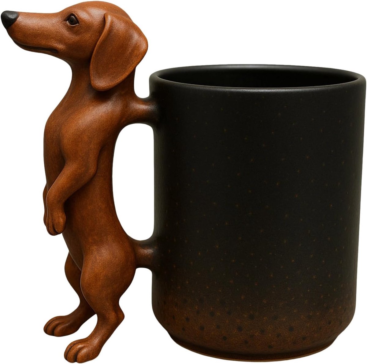 Casalora® 3D Teckel Mok Keramiek 330 ml – Handgemaakte Hondenmok met Handvat – Unieke Koffiebeker in Hond Vorm – Cadeau voor Hondenliefhebbers