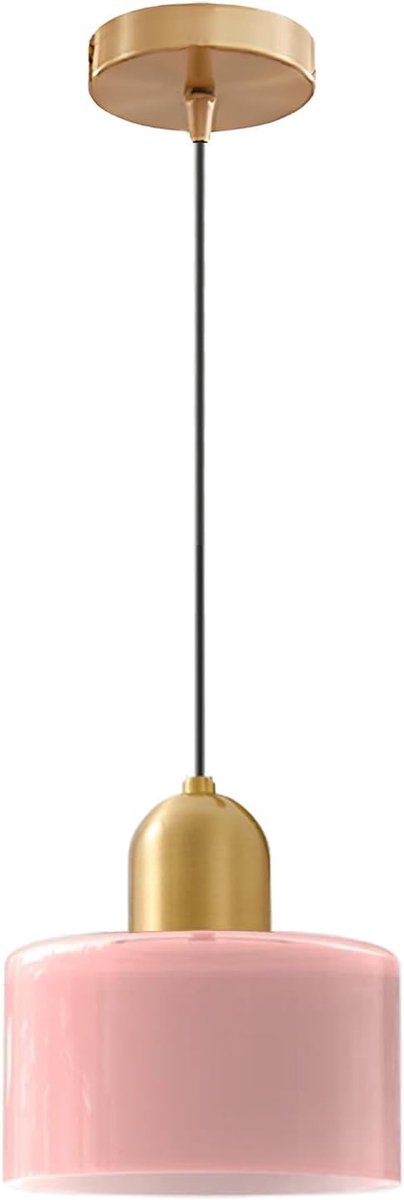 ESKED Modern Glass Pendant Light with Gold E27 Socket and Black Braided Cable Ceiling Lamp 6 Inch for Kitchen Island - ShopVlot