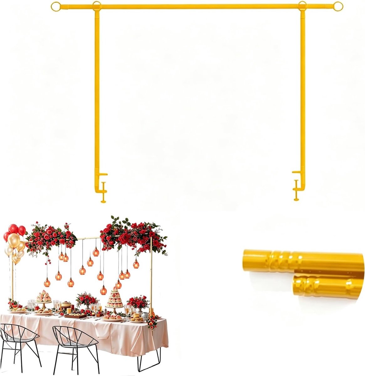Verstelbare metalen decoratieve stang voor ballonnen, boog voor feesten, 240 x 100 cm, perfect voor verjaardagen en kerstdecoratie