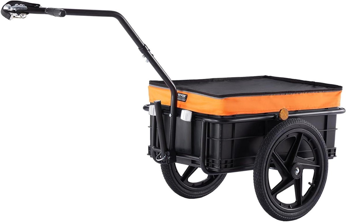 Fietsaanhanger - Vrachttrailer - Boodschappen Vervoeren - Opvouwbaar Compact - 399 kg Laadvermogen - Zwart
