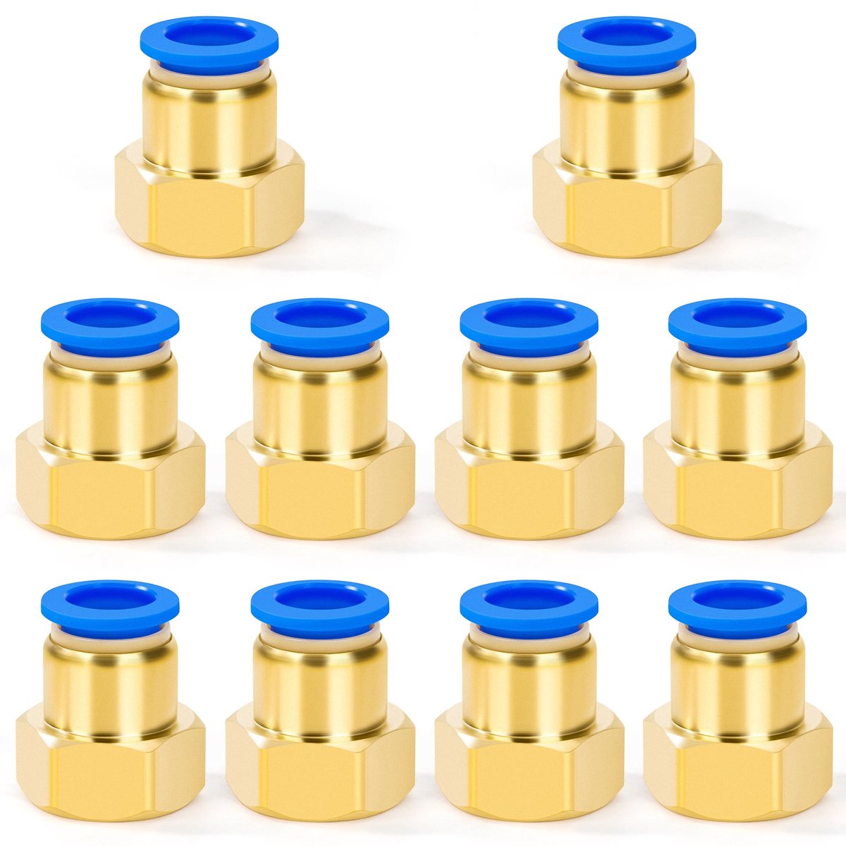 Messing persluchtsnelkoppeling 8 mm x 1/2 inch BSP - rechte koppeling - set van 10 stuks - ShopVlot