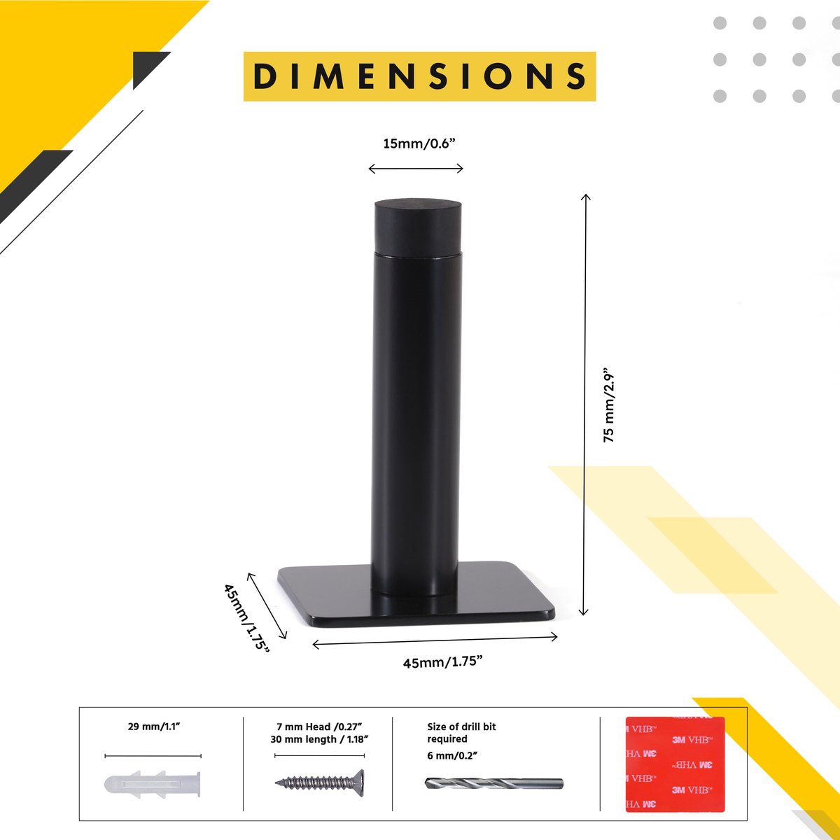 Deurstoppers voor plinten - geluidsdempend rubber - 2-in-1 installatie - voorkomt schade aan muren - ShopVlot