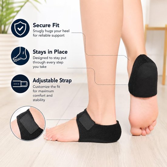Dik siliconen hielkussen voor plantaire fasciitis en hielspoor, schokdemping, inlegzolen voor heren en dames, zwart, comfortabele hielbescherming en ondersteuning — afbeelding 3