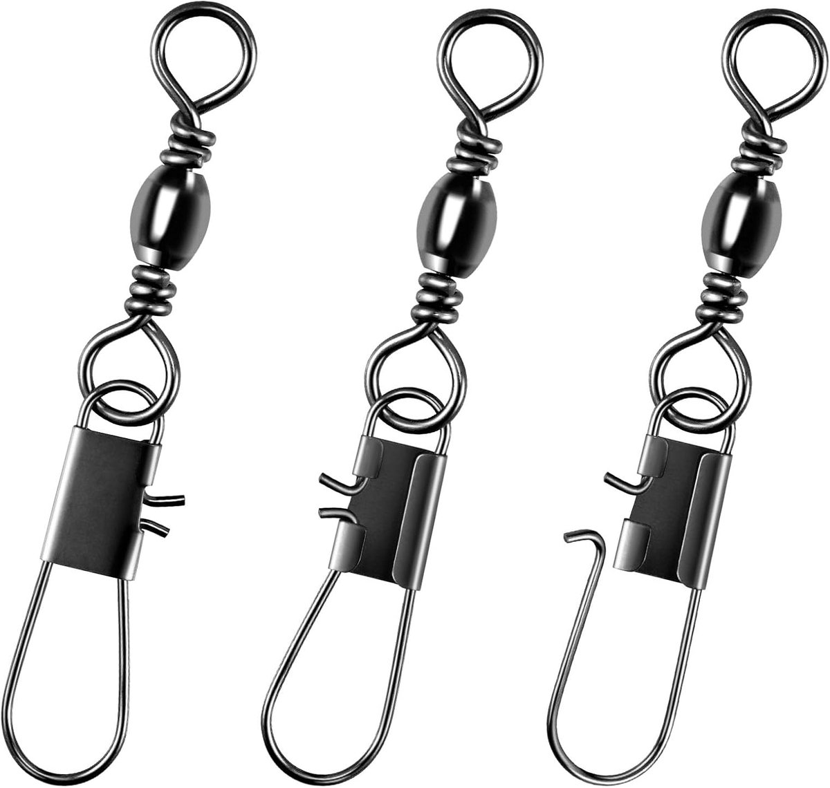Alwonder 50Pcs Fishing Barrel Rotatable with Safety Snap Interlock Snaps Solid Rings Connector Clips 100% Stainless - ShopVlot