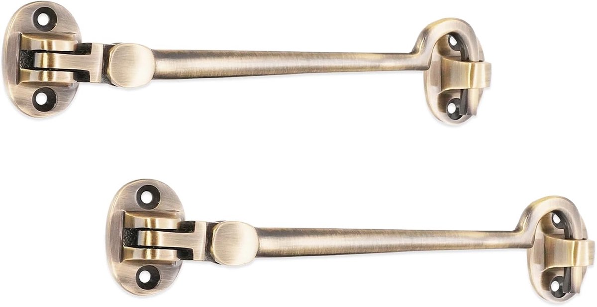 Infinity Decor Set van 2 Heavy Duty Antiek Messing 6" (150mm) Cabine Haak & Oog Silent Catch Deurvergrendeling voor - ShopVlot