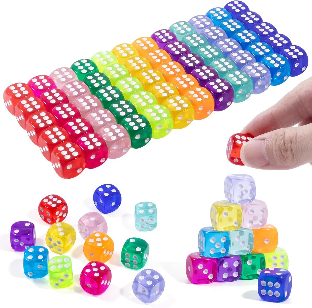 60pcs dice set acrylic play dice colorful dice set with round corners - ShopVlot