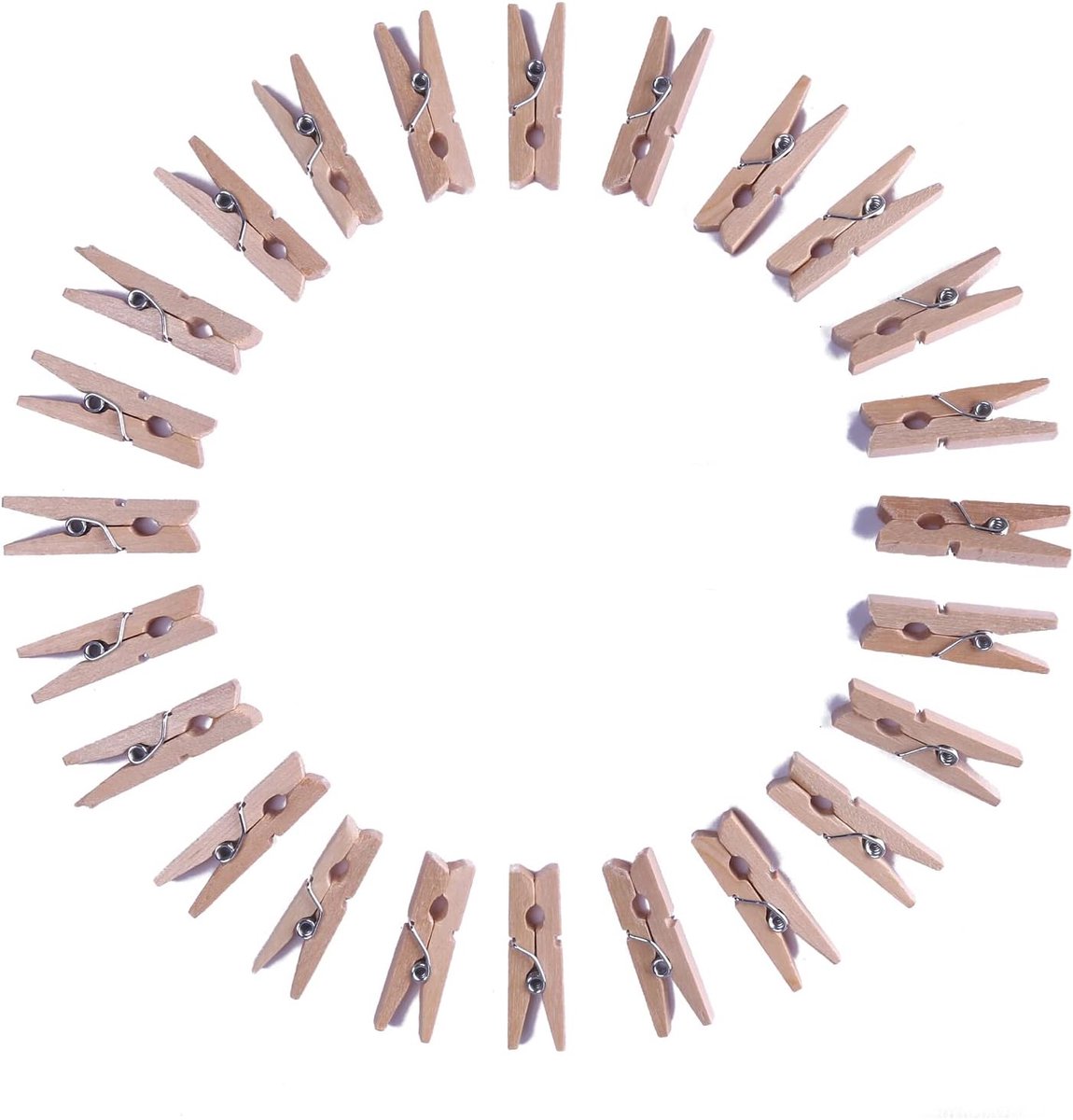 Mini Wooden Clamp - Natural - 3 cm - Pack of 100 - Small Wooden Clips, Decorative Clothes Pegs for Attaching - ShopVlot