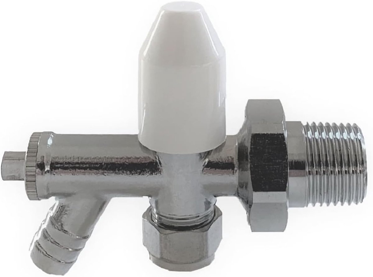 10mm Chrome Plated Cosmos Lockshield Radiator Valve with Drain Away - Heating System Fitting - ShopVlot
