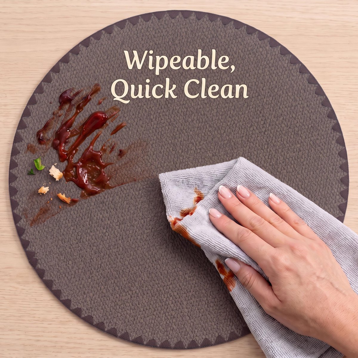 Placemats 6-delige set - 38 cm ronde placemats - kunstleer - duurzaam en stijlvol - ShopVlot