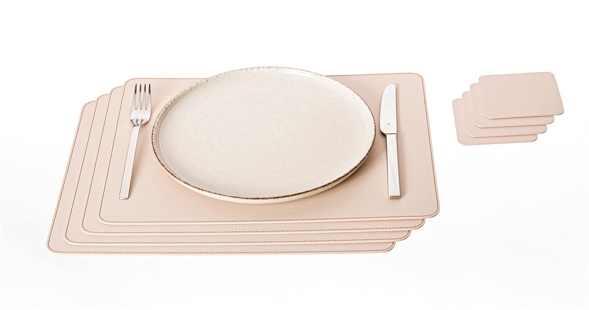Placemats 40 x 30 cm - gerecycled leer - romig wit - stijlvol en functioneel - ShopVlot