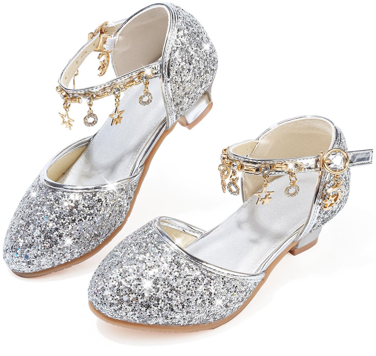 Prinsessenschoenen voor meisjes 28 - Glitterschoenen - Halfhoog met hak - Feestschoenen voor bruiloften - ShopVlot