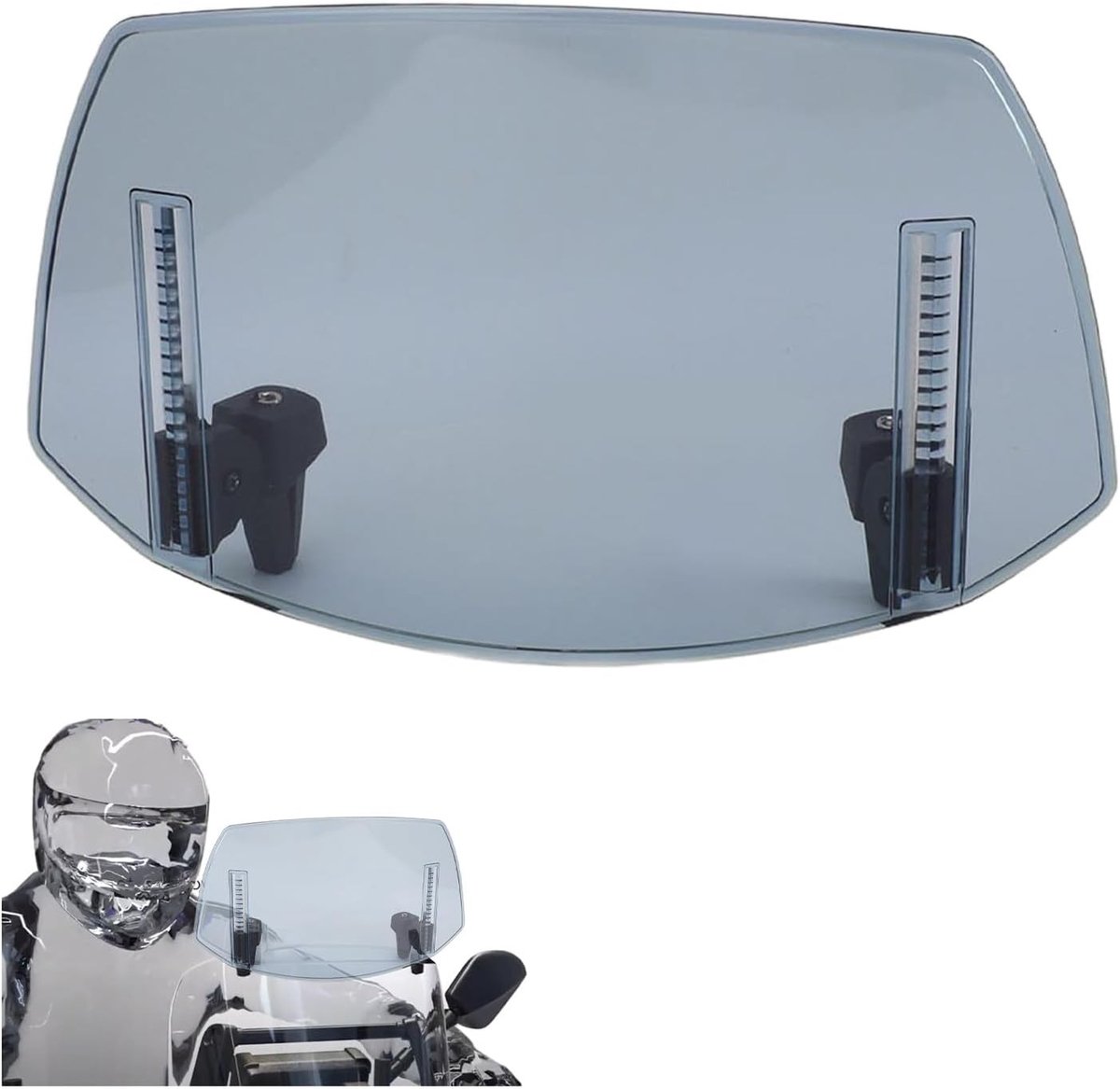 Verstelbare Motorruit 29.5 x 22 x 17.5 cm Universele Winddeflector voor Motorrijders - Bescherming tegen Wind, Verhoogd Comfort en Stijl (Transparant Blauw)