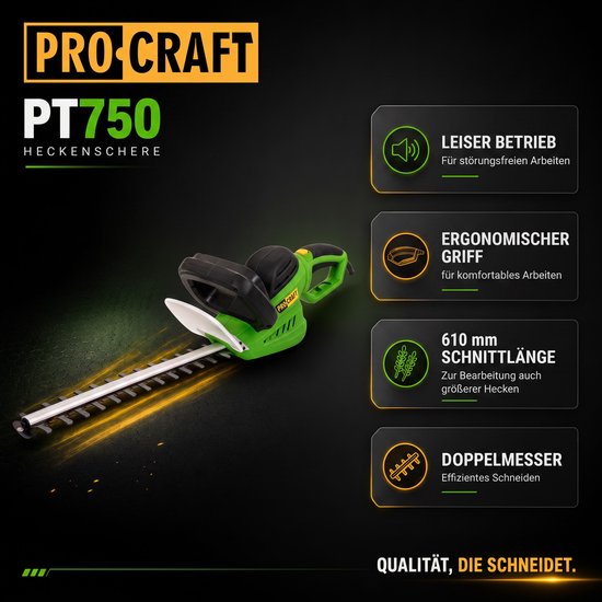 Procraft PT750 heggenschaar 750 watt, snijlengte 610 mm, snijdikte 24 mm — afbeelding 2