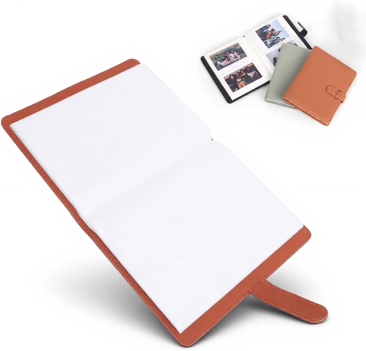 Stijlvolle PU leren fotoalbum voor 400 foto's, scheurbestendig en multifunctioneel voor verschillende camera's (bruin)