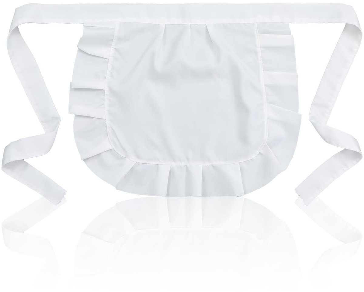 Keukenschort witte taille schort met ruches - stijlvol ontwerp - perfect voor koken - ShopVlot
