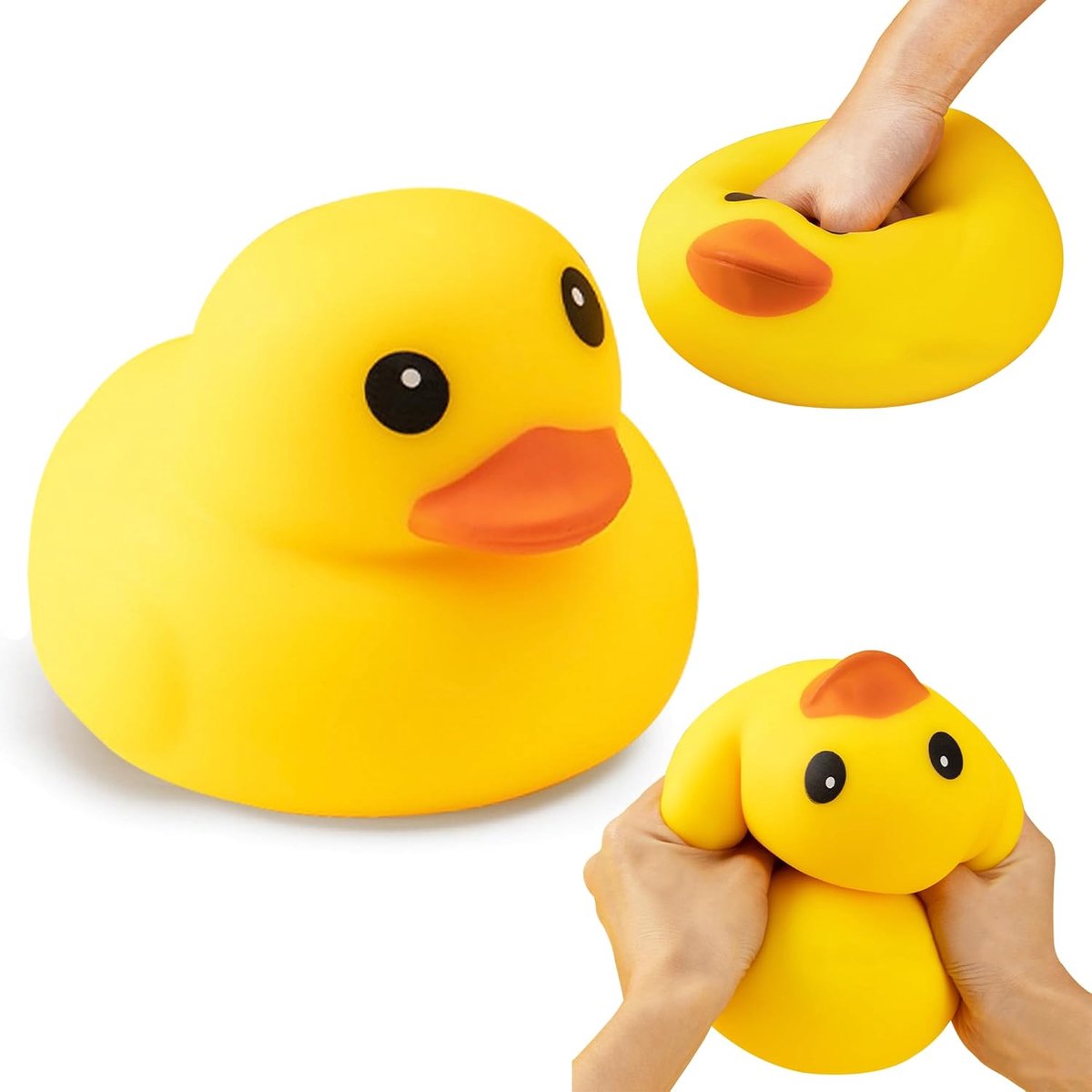 Casalora®—Reuzen eend squishy – zacht knijpspeelgoed – stressverlichting & angstverlichting – kalmerend sensorisch speelgoed – voor volwassenen & tieners – 13 × 16 cm – schattig bureaumaatje – feestcadeau – geel – duurzaam & wasbaar
