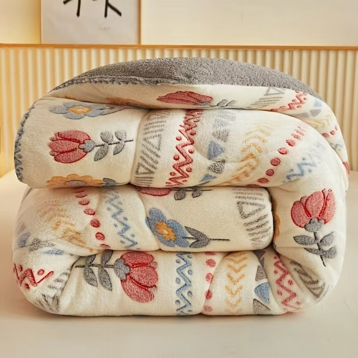 Bohemian Winter Dekbed - Dikke Sneeuw Fleece - Anti-statisch - Tweepersoonsbed - 240x220 cm .