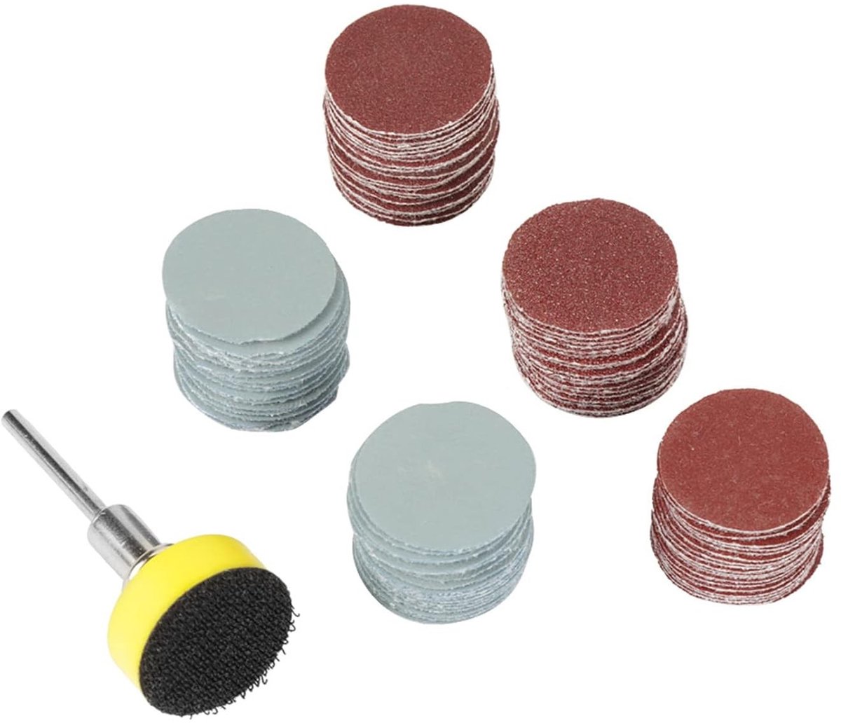 Mix van 100 Schuurdiscs met Diverse Korrelgroottes voor Rotatietools - Inclusief 25mm Schuurpads, Geschikt voor Houtbewerking en Metaalbewerking