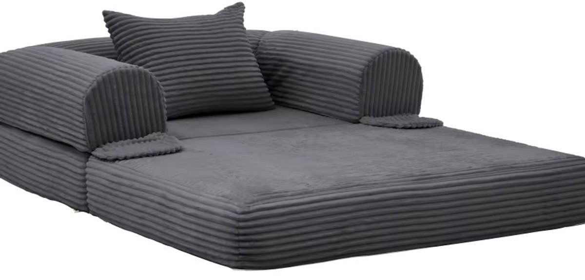 CreateEcom Slaapbank - Fauteuil - Bedbank - Multifunctionele slaapbank - Eenpersoons slaapbank met hoogwaardige koordstof - ruimtebesparend logeerbed - met ritssluiting - Zwart