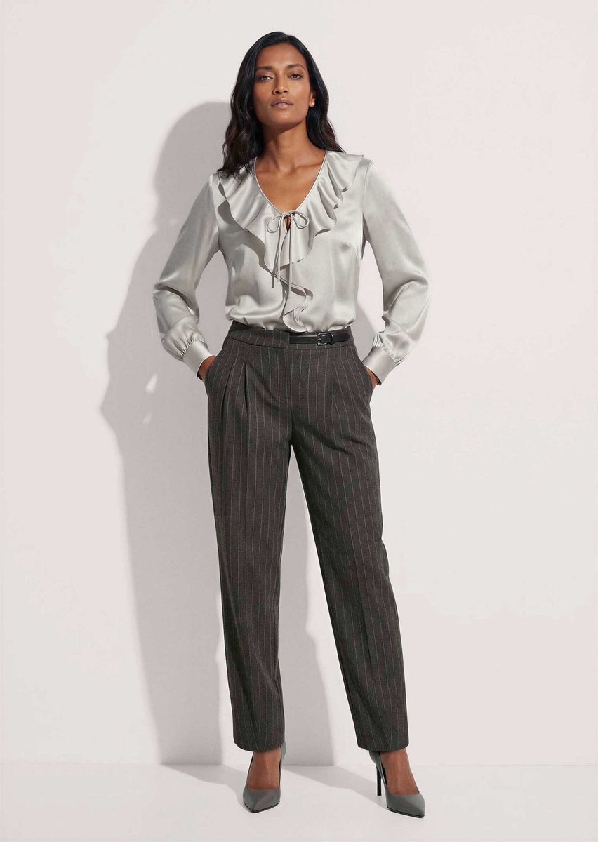 MADELEINE Broek Barrel-Leg-broek met naaldstrepen