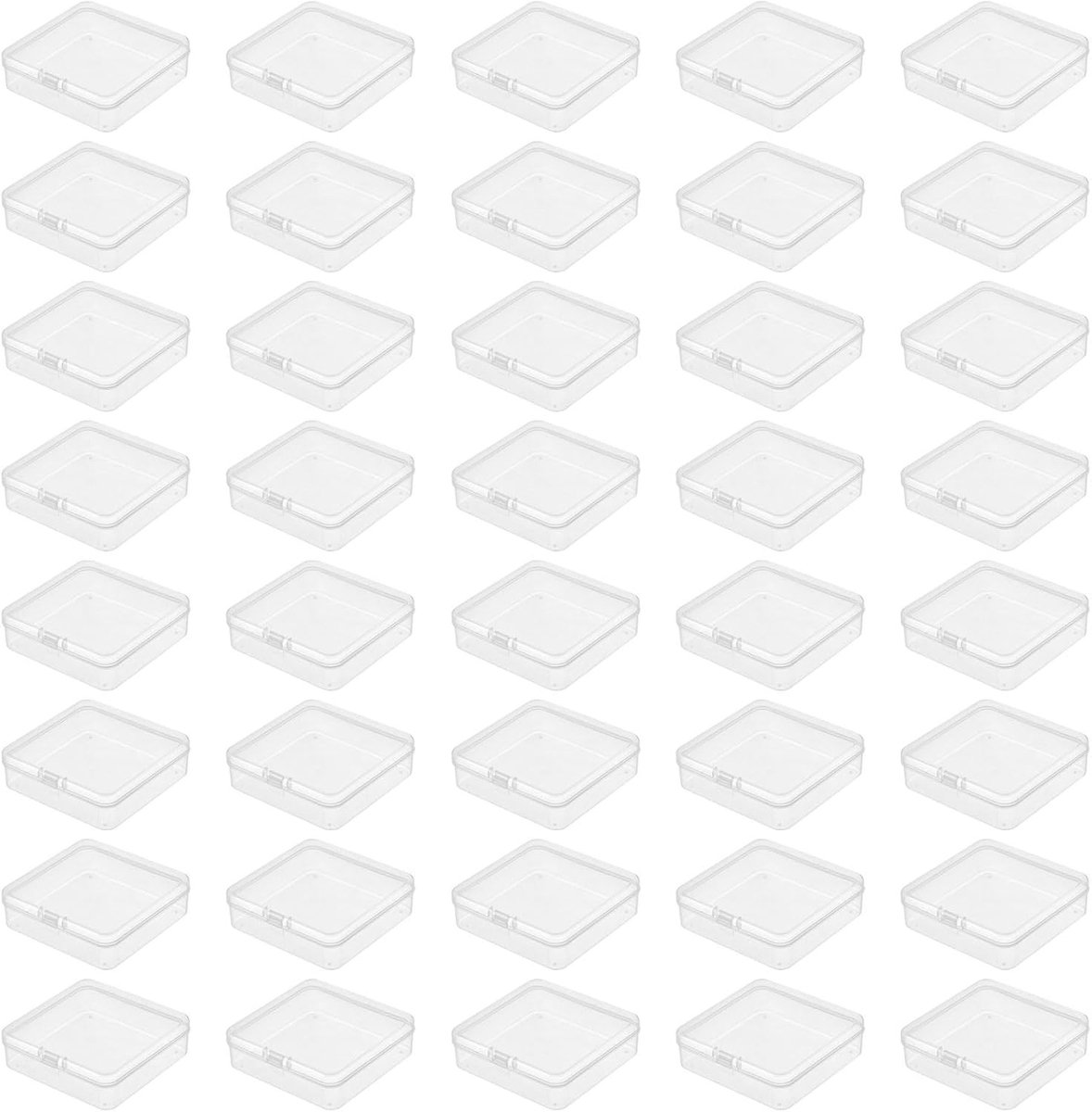 40 Stuks Kleine Opbergdozen met Deksel, Mini Rechthoekige Plastic Dozen voor Kralen, Snoep en Sieradenopslag, Transparante Dozen met Scharnierdeksel