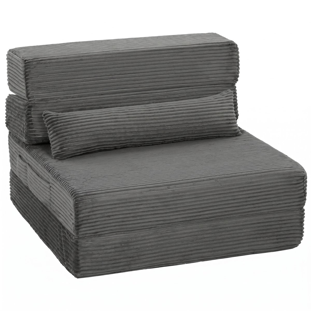 HOMCOM Floor Chair-Cord (100% Polyester)-70B x 200T x 12,5H cm-Dunkelgrau