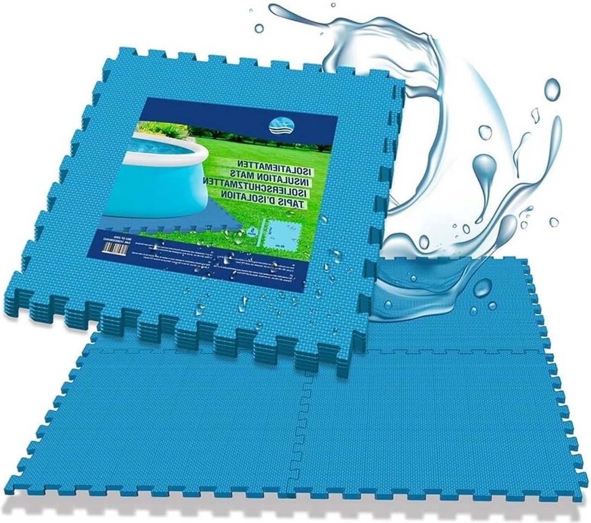 Zwembad vloertegels – Ondervloer bescherming – Zwembad isolatie – Extra dik comfort – 60×60 cm 5 stuks – Blauw