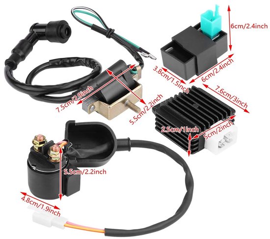 CDI-Box voor ATV en Quad met Ontstekingsspoel, Regulator Rectifier en Startrelais voor 50cc tot 110cc voertuigen — afbeelding 5