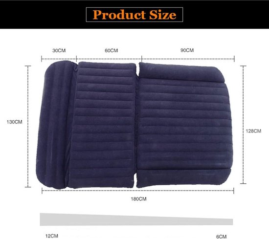 Opblaasbaar Matras - Luchtbed Auto - Reizen Kamperen - Met Pomp Inclusief - 180x128x12 cm - Grijs — afbeelding 5