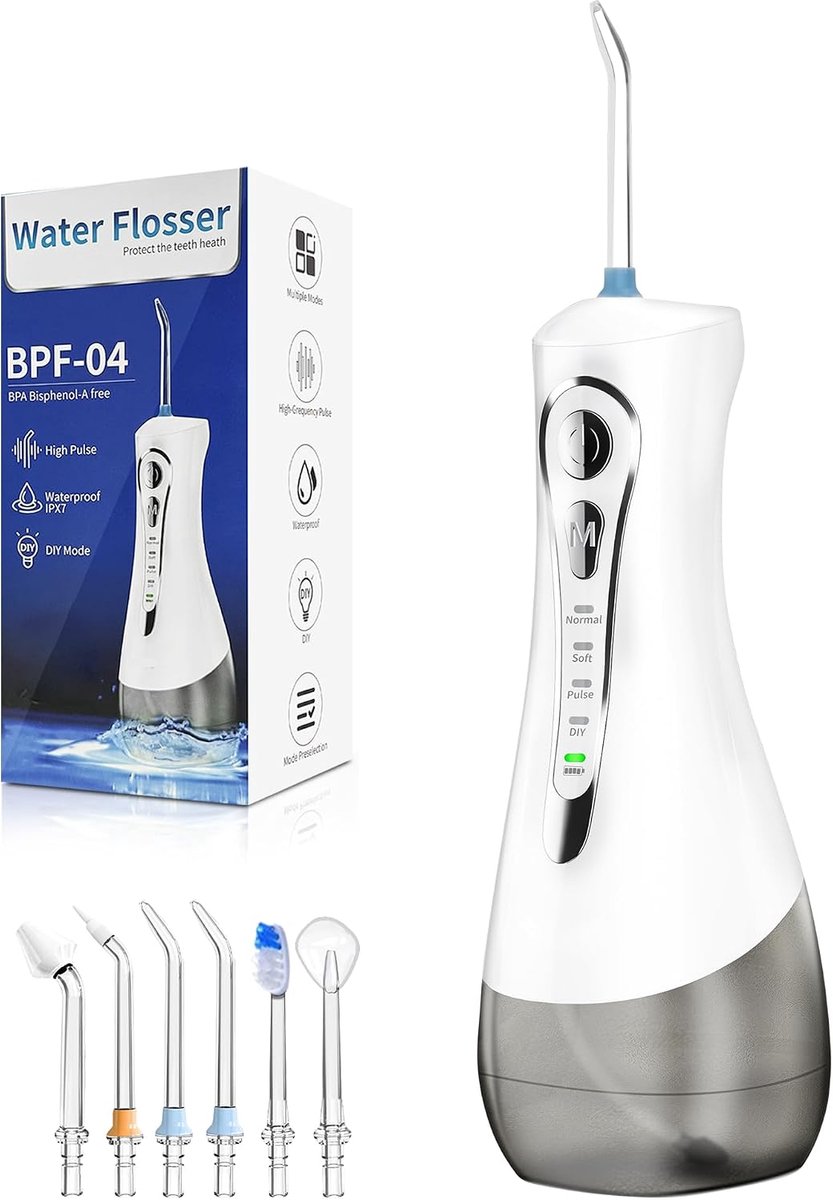 Water Dental Flosser for Teeth Pick: 4 Modes Wireless Portable Oral Irrigator 320ML Larger Tank 6 Jet Tips Water Teeth - ShopVlot