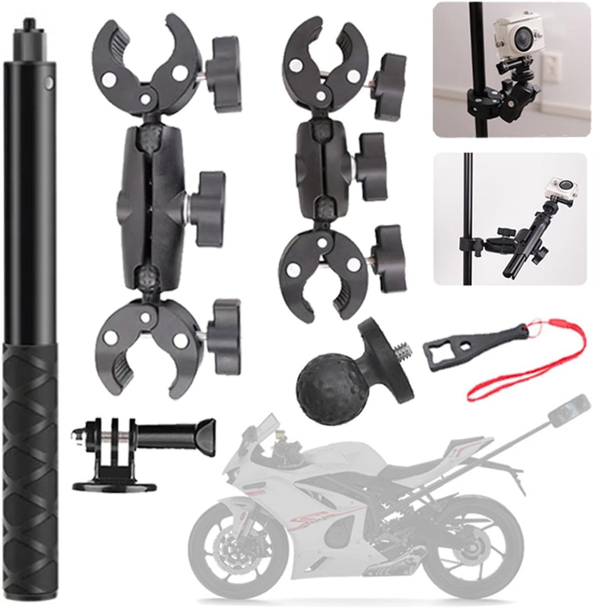 Accessoires voor 360 graden camera's - Dubbele klem aluminium stabiliteit voor optimale ondersteuning en rotatie