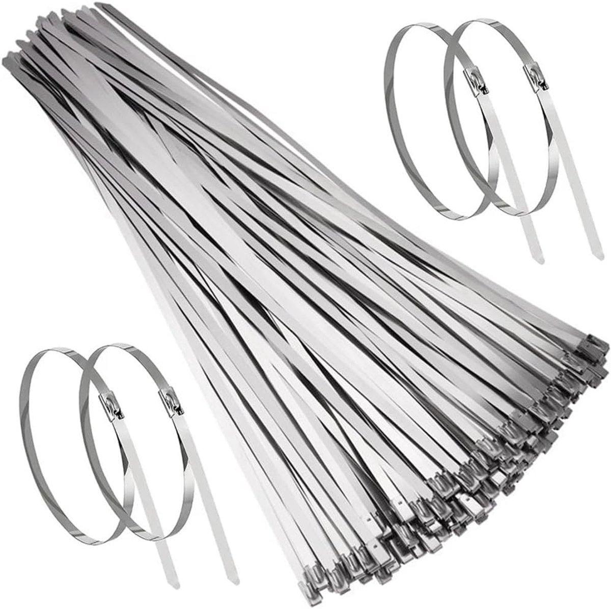 Langdurige RVS Kabelbinders 350 x 4,6 mm - Roestvrij, UV-bestendig en Zelfvergrendelend voor Hittebescherming en Uitlaattoepassingen