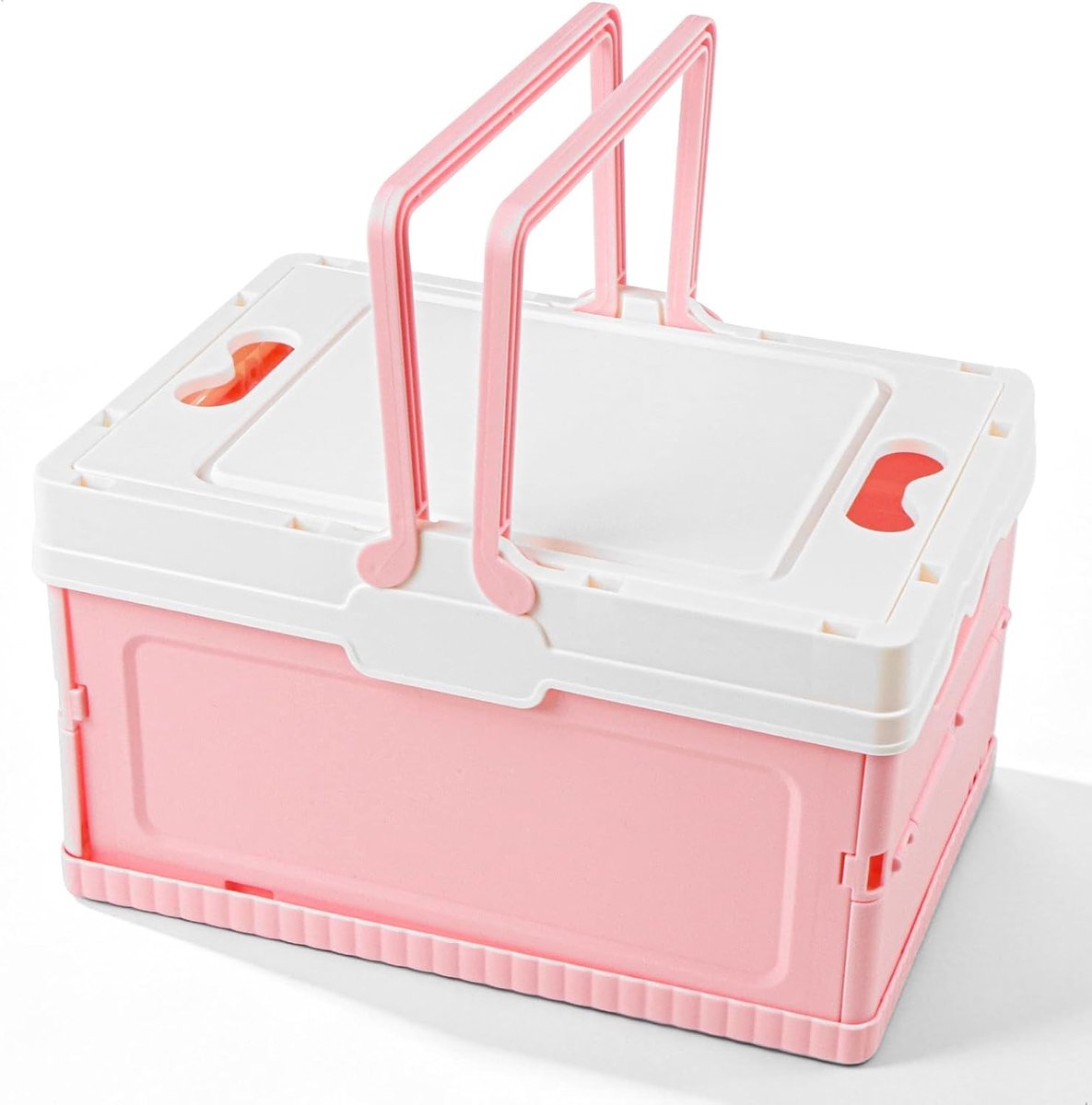 Vouwbare Winkelmand met Handvatten - Stabiele en Veelzijdige Opbergmand voor Thuis, Reizen en Boodschappen, Roze